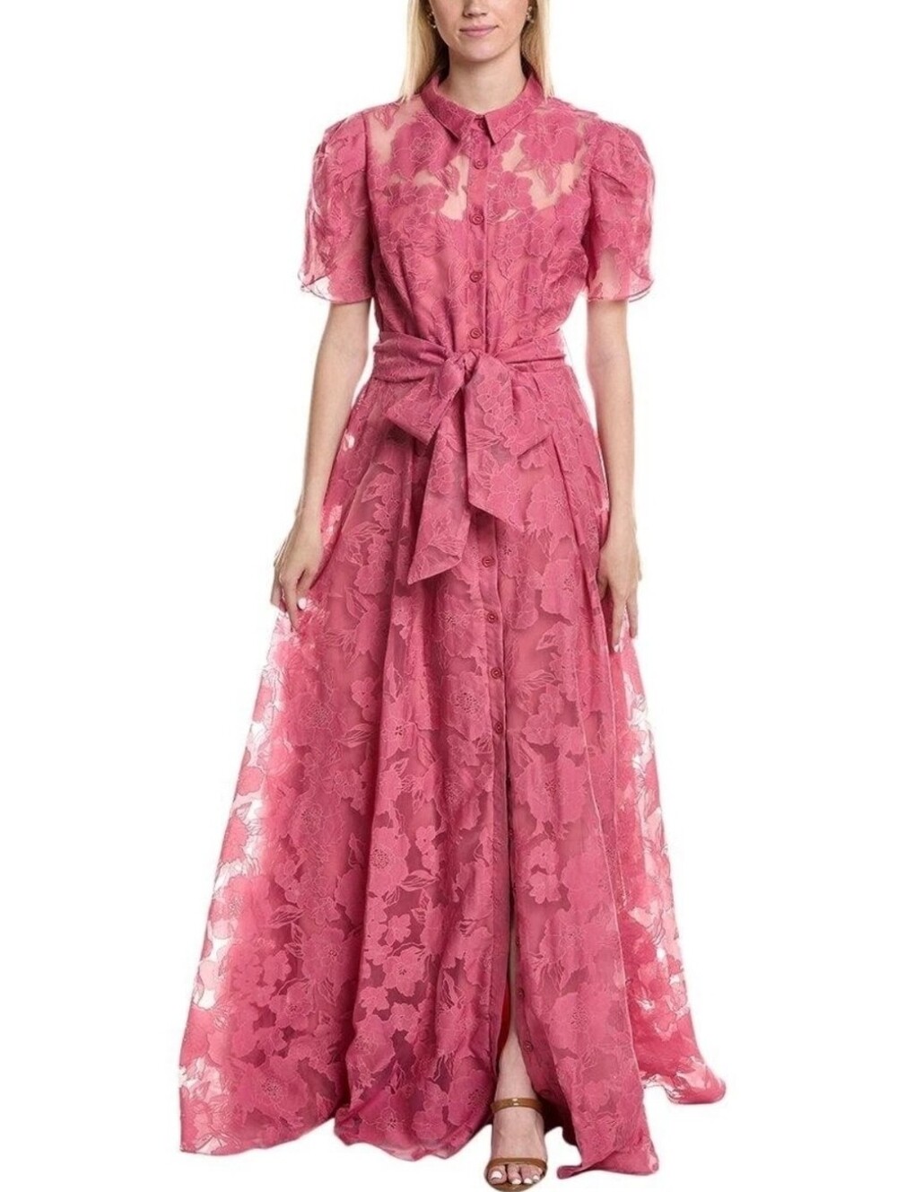 Rene Ruiz Pink Fil Coupe Shirt Gown Size 12 NWT Romantic Regencycore Luxury